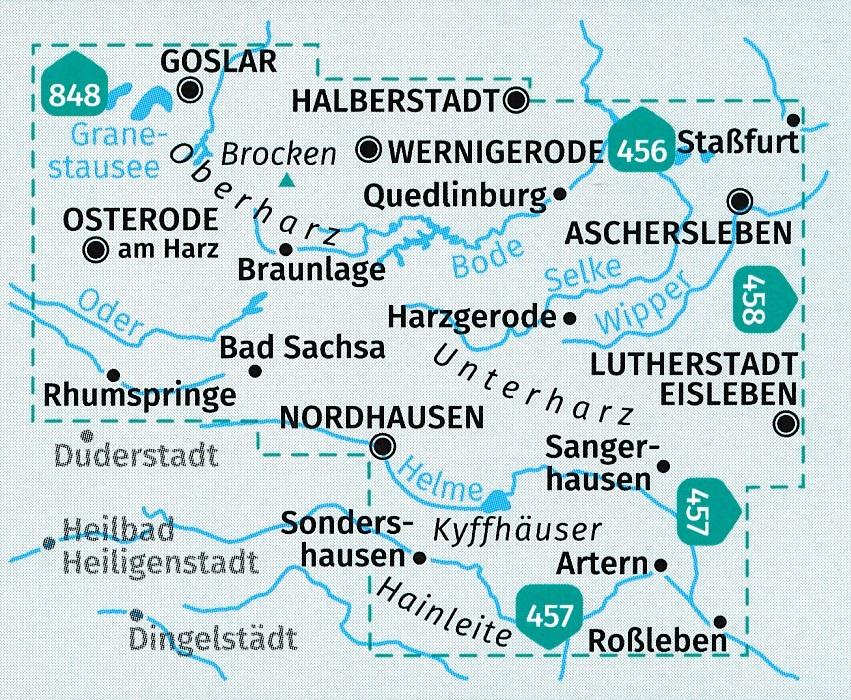 Carte de randonnée n° 450 - Harz - lot de 2 cartes (Allemagne) | Kompass carte pliée Kompass 