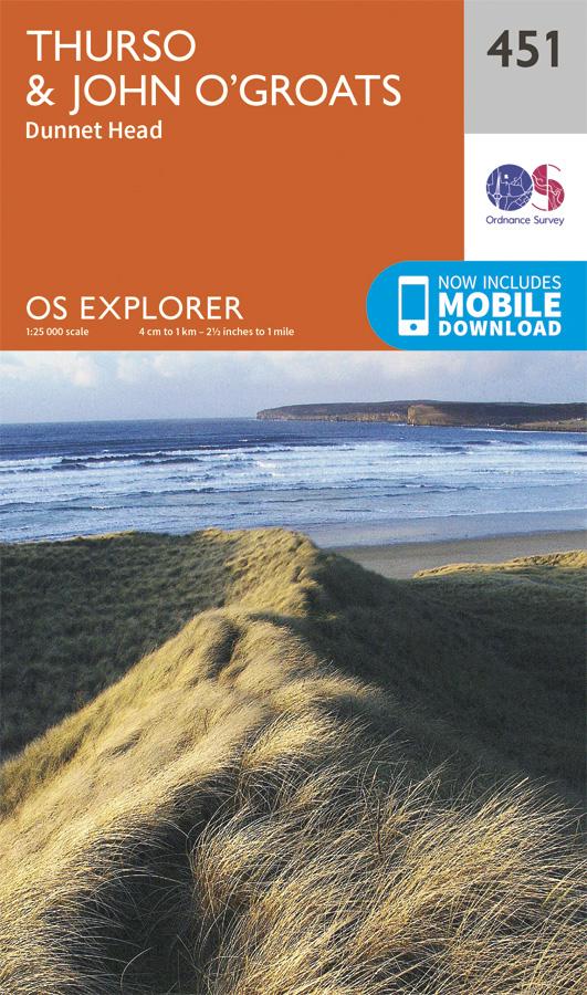 Carte de randonnée n° 451 - Thurso, John o' Groats (Grande Bretagne) | Ordnance Survey - Explorer carte pliée Ordnance Survey 