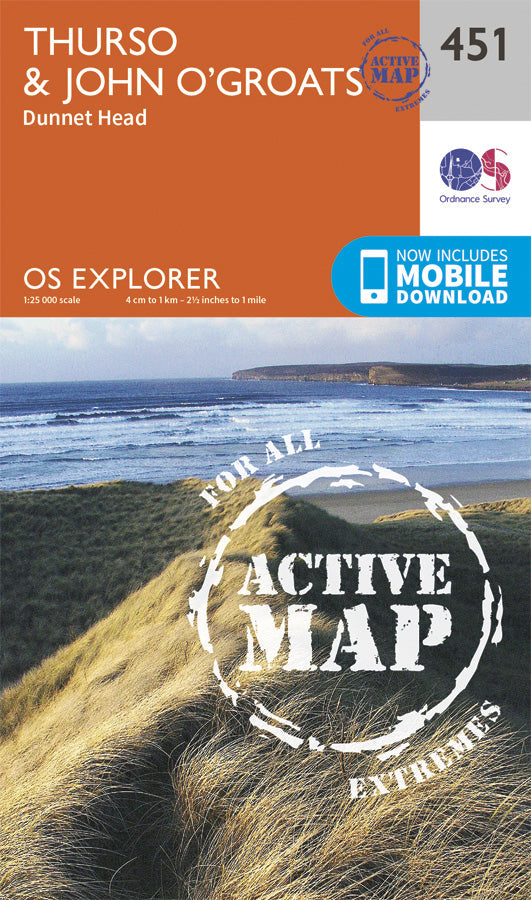 Carte de randonnée n° 451 - Thurso, John o' Groats (Grande Bretagne) | Ordnance Survey - Explorer carte pliée Ordnance Survey Plastifiée 