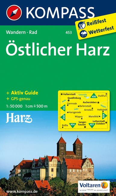 Carte de randonnée n° 453 - Ostlicher Harz + Guide (Allemagne) | Kompass carte pliée Kompass 