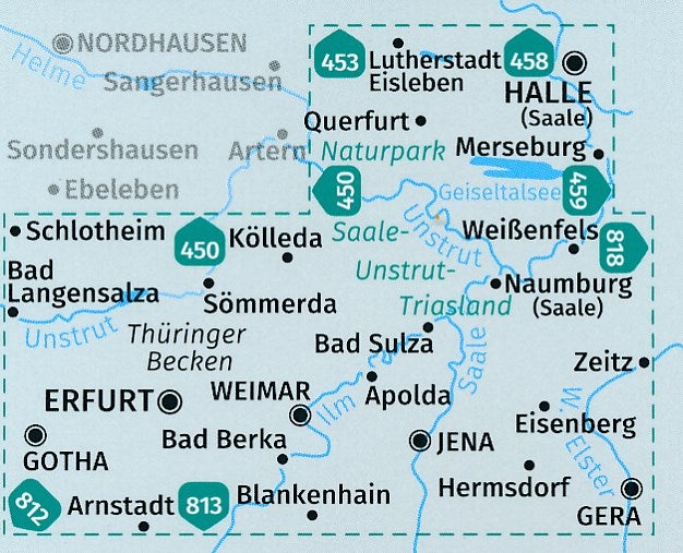 Carte de randonnée n° 457 - Gotha, Erfurt, Weimar (Allemagne) | Kompass carte pliée Kompass 
