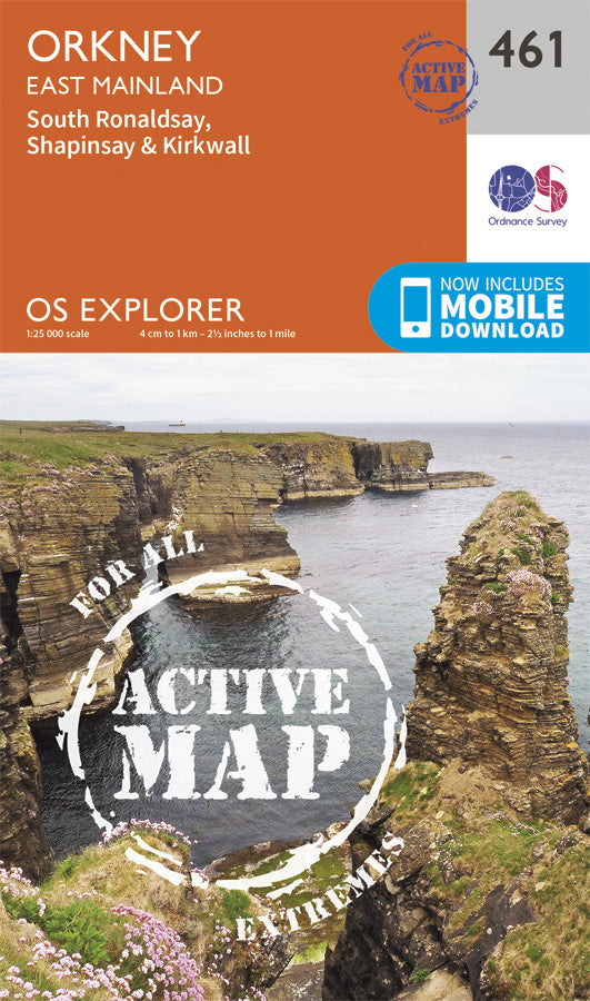 Carte de randonnée n° 461 - Orkney, East Mainland (Grande Bretagne) | Ordnance Survey - Explorer carte pliée Ordnance Survey Plastifiée 