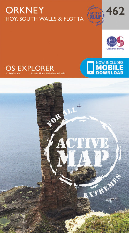 Carte de randonnée n° 462 - Orkney, Hoy, South Walls, Flotta (Grande Bretagne) | Ordnance Survey - Explorer carte pliée Ordnance Survey Plastifiée 