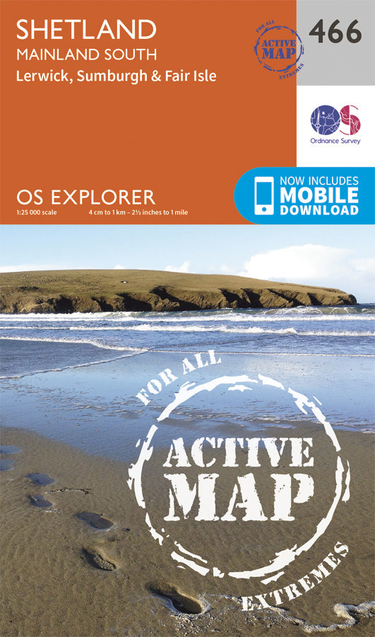 Carte de randonnée n° 466 - Shetland, Mainland South (Grande Bretagne) | Ordnance Survey - Explorer carte pliée Ordnance Survey Plastifiée 