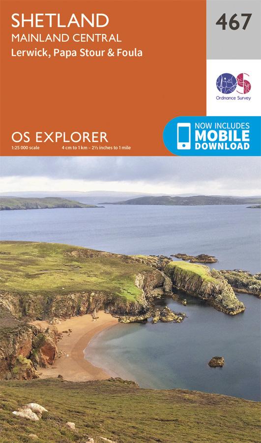 Carte de randonnée n° 467 - Shetland, Mainland Central (Grande Bretagne) | Ordnance Survey - Explorer carte pliée Ordnance Survey 