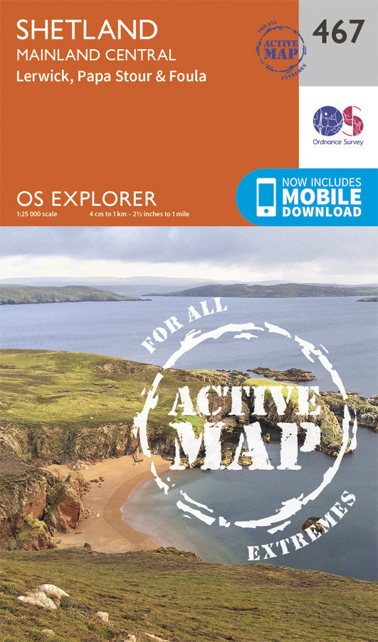 Carte de randonnée n° 467 - Shetland, Mainland Central (Grande Bretagne) | Ordnance Survey - Explorer carte pliée Ordnance Survey Plastifiée 