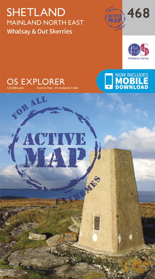 Carte de randonnée n° 468 - Shetland, Mainland North East (Grande Bretagne) | Ordnance Survey - Explorer carte pliée Ordnance Survey Plastifiée 
