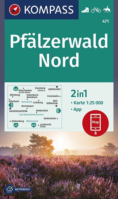 Carte de randonnée n° 471 - Pfälzerwald Nord (Allemagne) | Kompass carte pliée Kompass 