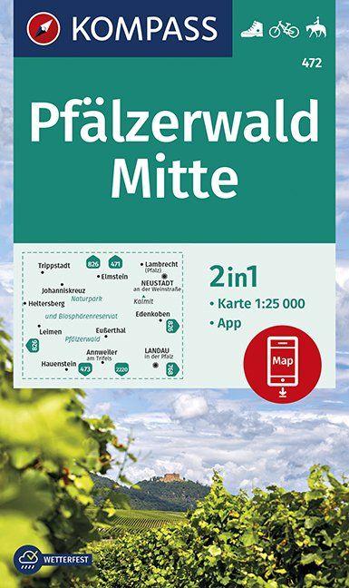 Carte de randonnée n° 472 - Pfälzerwald Mitte (Allemagne) | Kompass carte pliée Kompass 