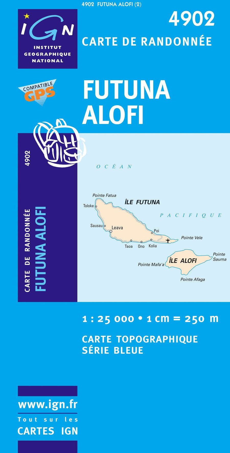 Carte de randonnée n° 4902 - Futuna et Alofi (Polynésie Française) | IGN - Série Bleue carte pliée IGN 