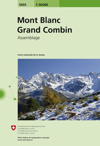 Carte de randonnée n° 5003 - Mont Blanc, Grand Combin (Suisse) | Swisstopo - 1/50 000 carte pliée Swisstopo 