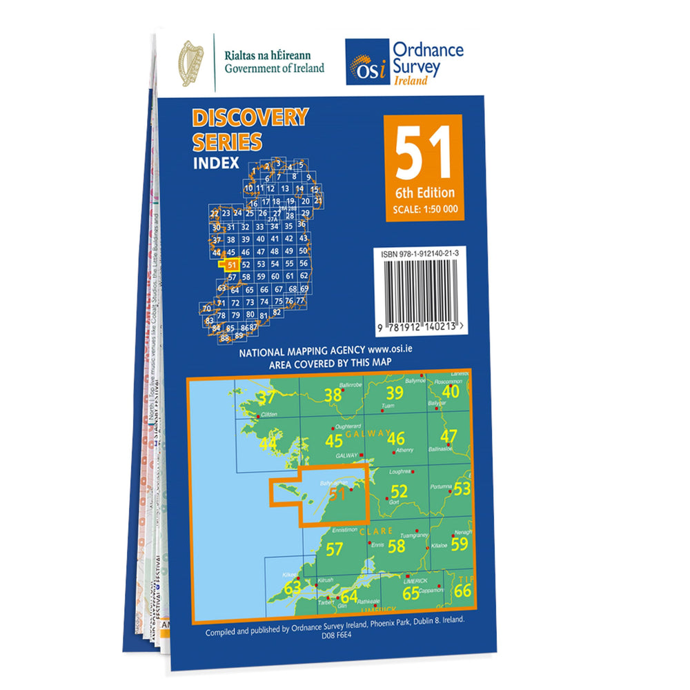 Carte de randonnée n° 51 - Clare, Galway (Irlande) | Ordnance Survey - série Discovery carte pliée Ordnance Survey Ireland 