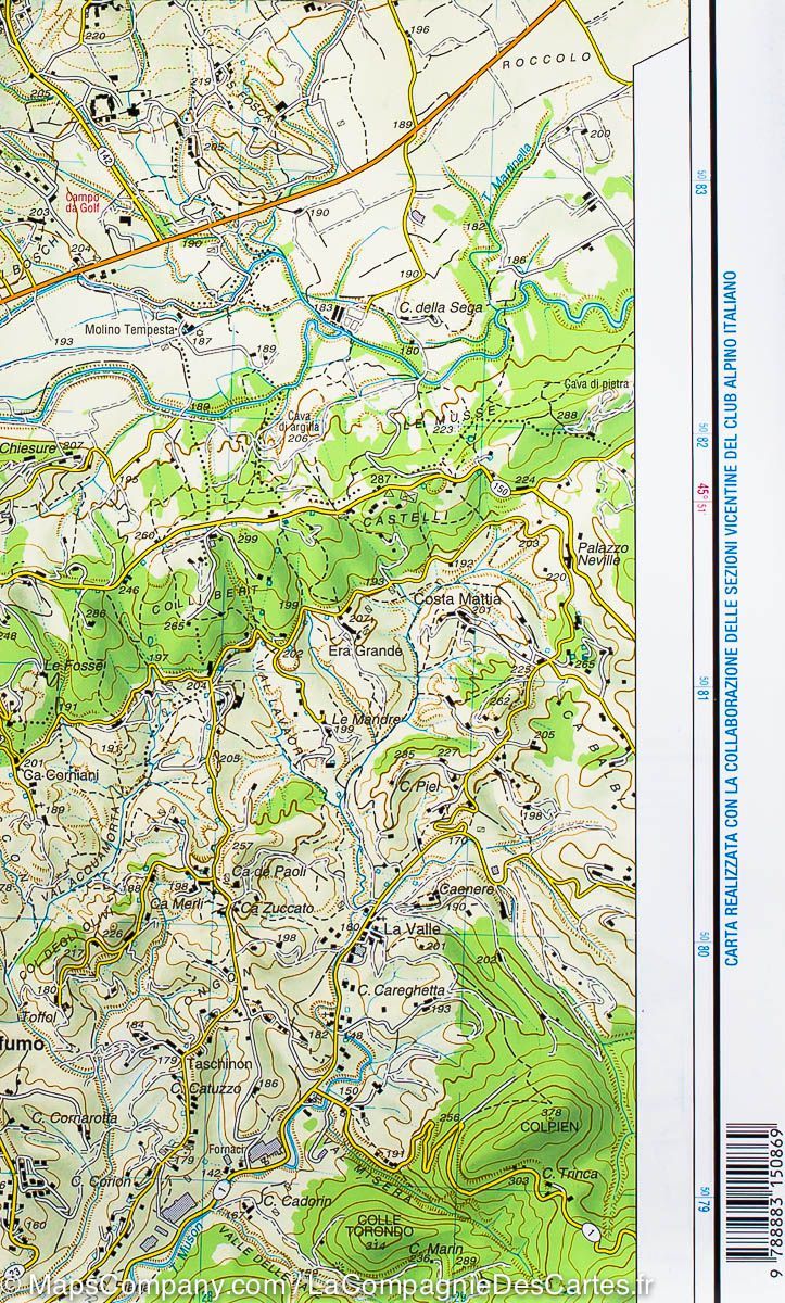 Carte de randonnée n° 51 - Monte Grappa, Bassano & Feltre (Italie) | Tabacco carte pliée Tabacco 