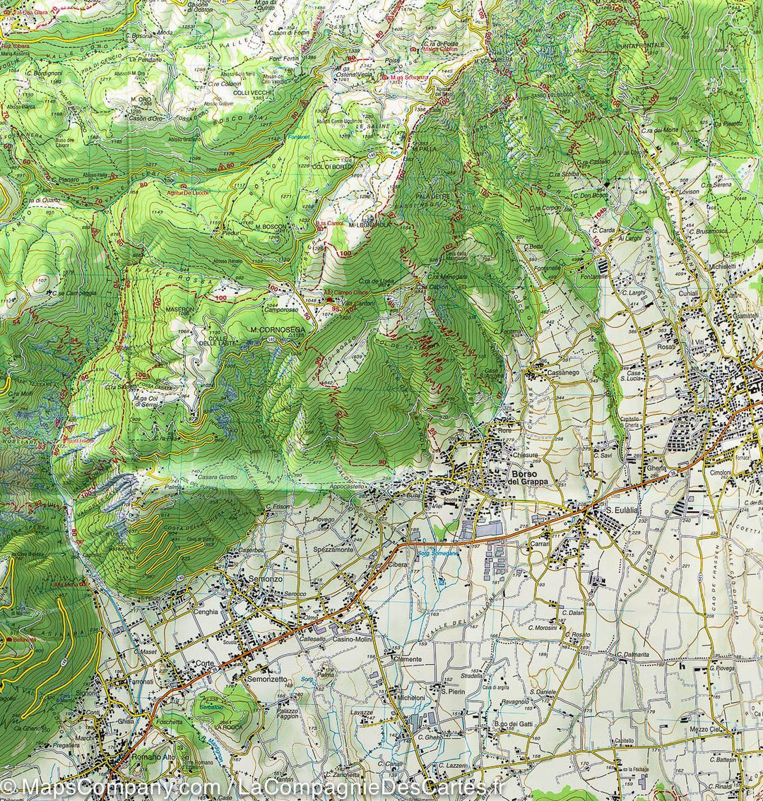 Carte de randonnée n° 51 - Monte Grappa, Bassano & Feltre (Italie) | Tabacco carte pliée Tabacco 