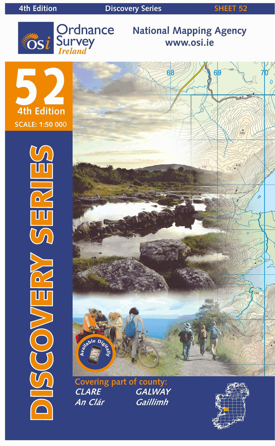Carte de randonnée n° 52 - Clare, Galway (Irlande) | Ordnance Survey - série Discovery carte pliée Ordnance Survey Ireland 
