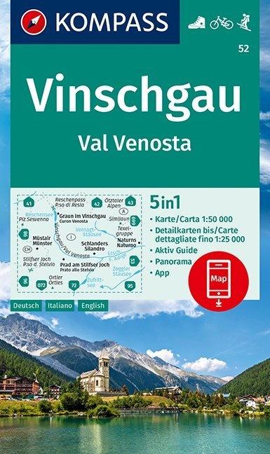 Carte de randonnée n° 52 - Val Venosta (Italie) | Kompass carte pliée Kompass 