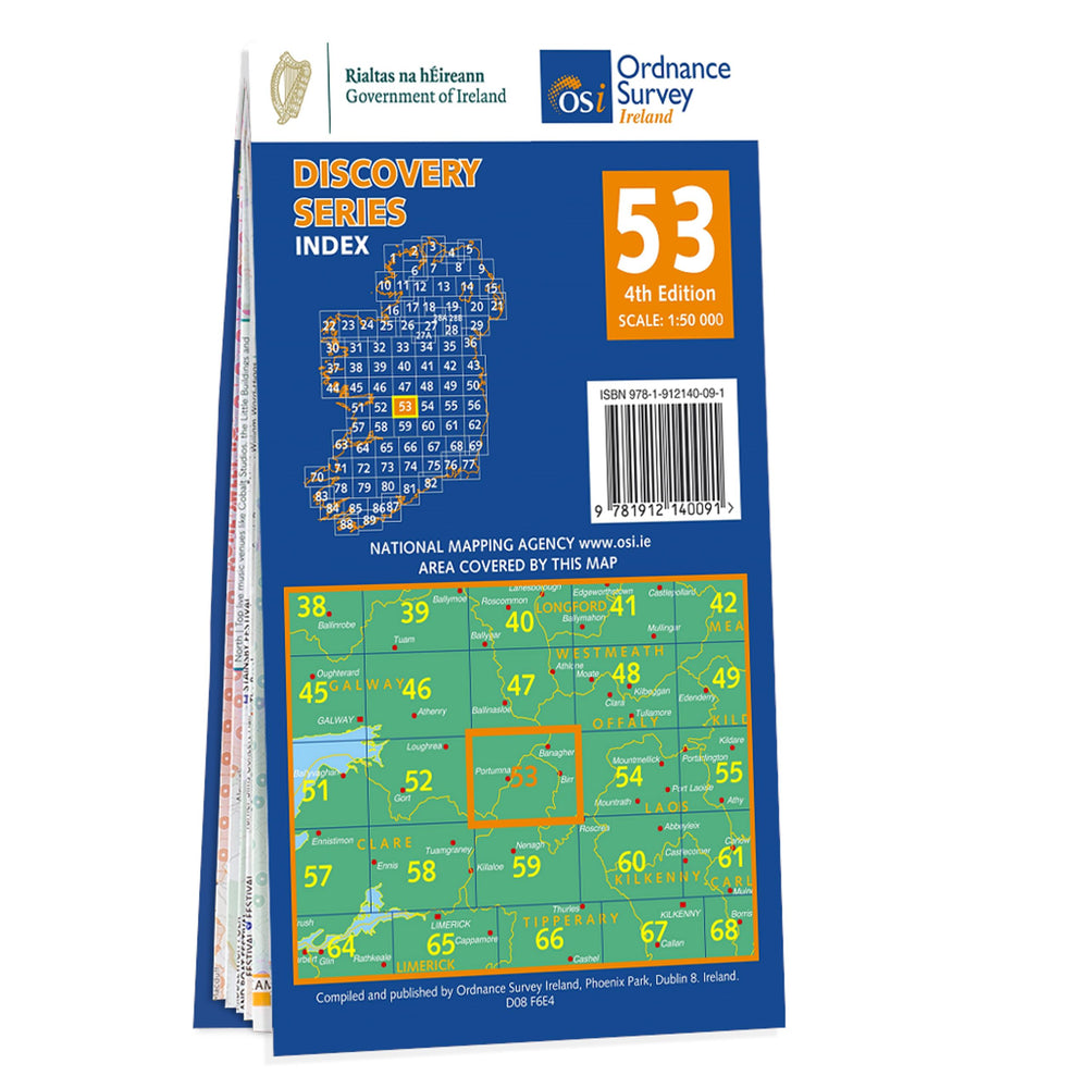 Carte de randonnée n° 53 - Clare, Galway, Offaly, Tipperary (Irlande) | Ordnance Survey - série Discovery carte pliée Ordnance Survey Ireland 