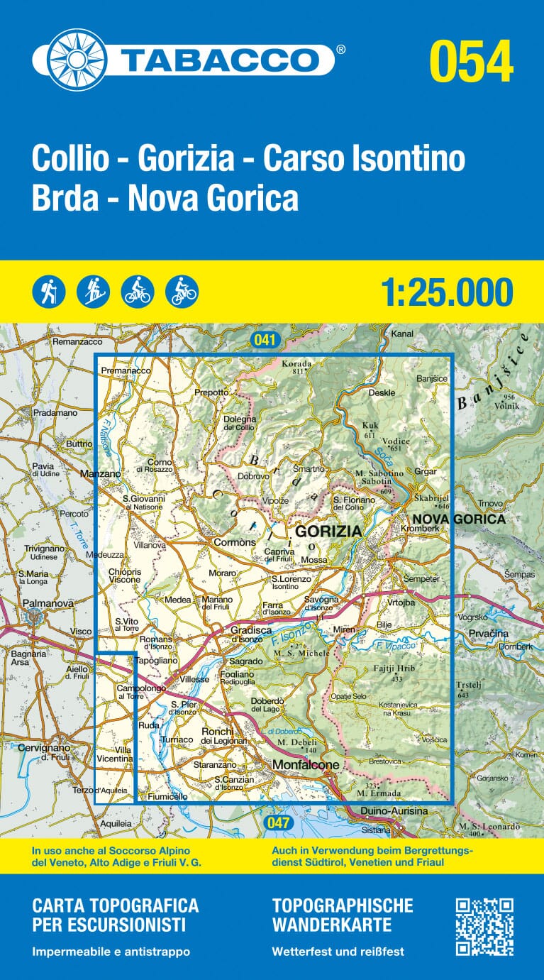 Carte de randonnée n° 54 - Collio, Gorizia, Carso Isontino Brda, Nova Gorica (Italie) | Tabacco carte pliée Tabacco 