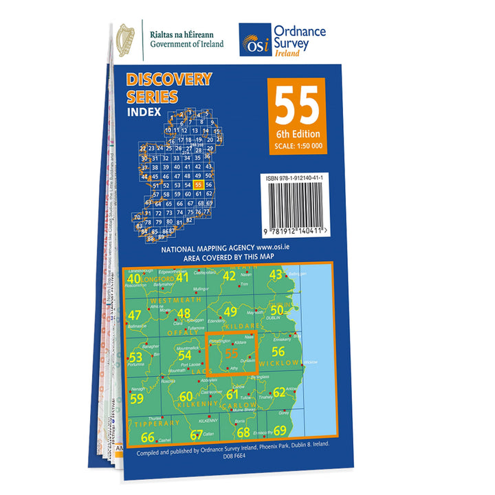 Carte de randonnée n° 55 - Kildare, Laois, Wicklow (Irlande) | Ordnance Survey - série Discovery carte pliée Ordnance Survey Ireland 