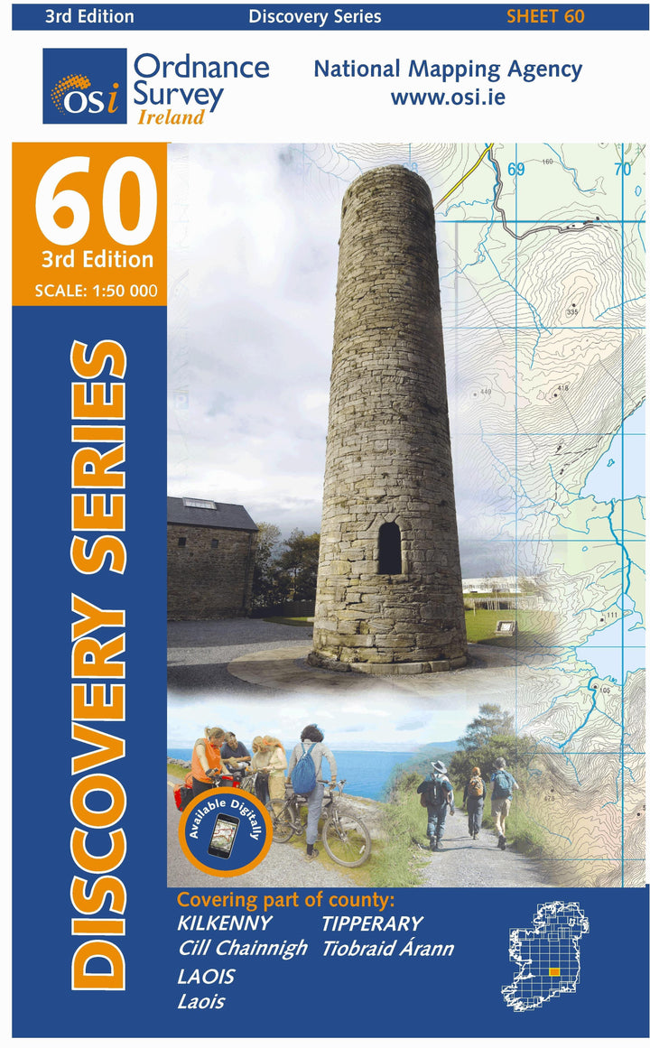 Carte de randonnée n° 60 - Kilkenny, Laois, Tipperary (Irlande) | Ordnance Survey - série Discovery carte pliée Ordnance Survey Ireland 