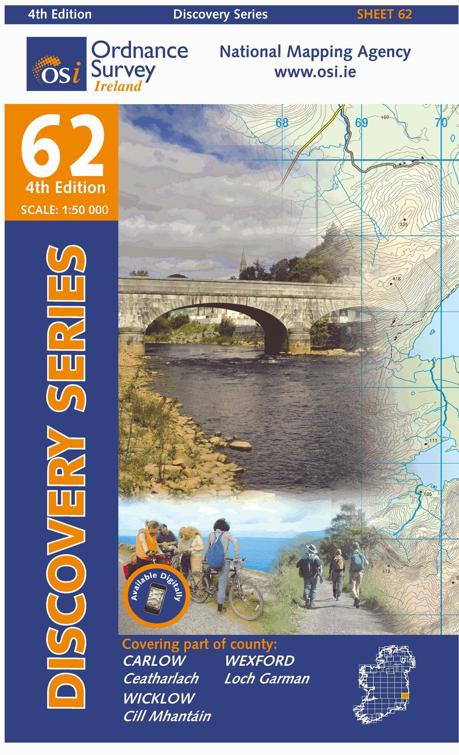 Carte de randonnée n° 62 - Carlow, Wexford, Wicklow (Irlande) | Ordnance Survey - série Discovery carte pliée Ordnance Survey Ireland 