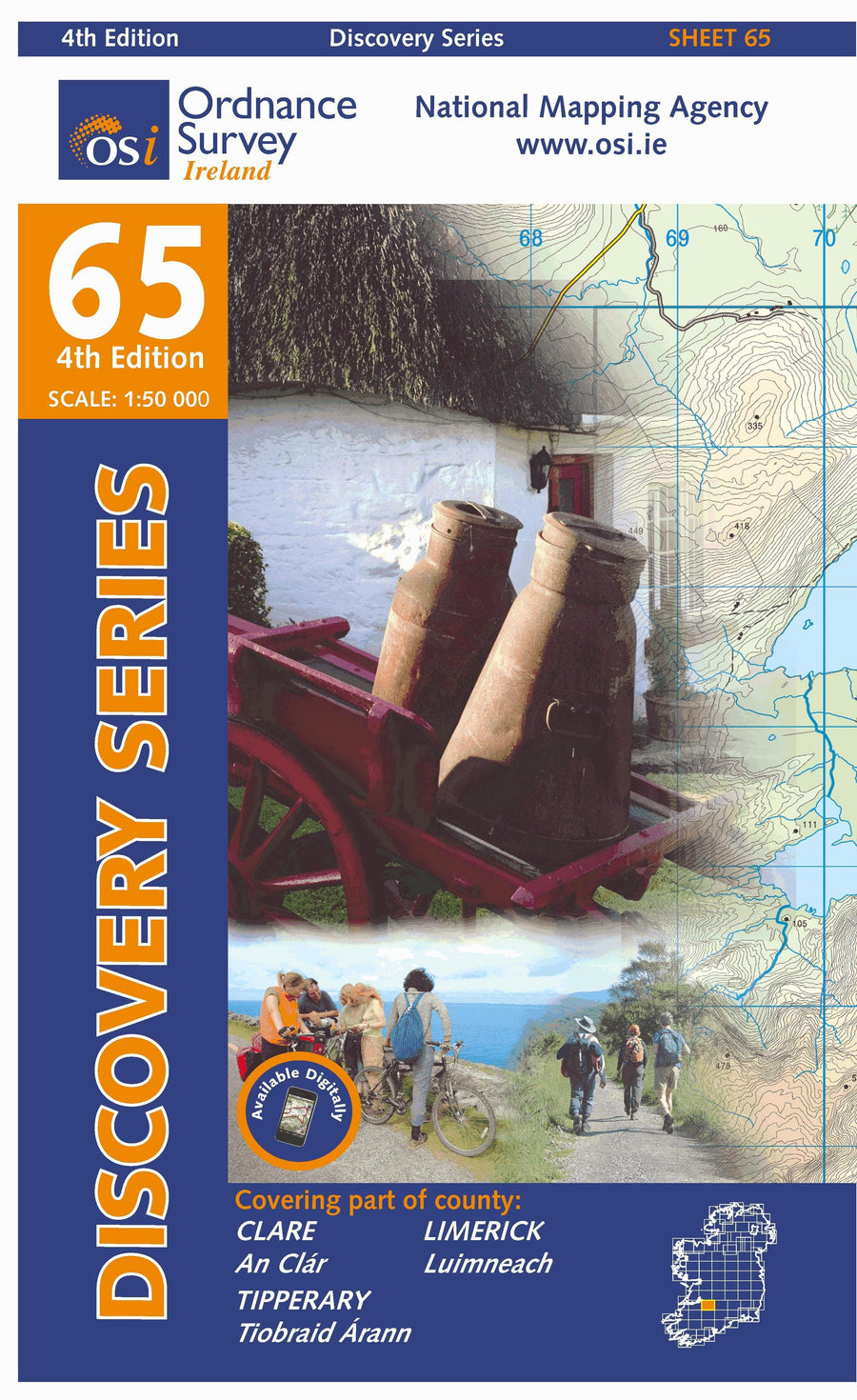 Carte de randonnée n° 65 - Clare, Limerick, Tipperary (Irlande) | Ordnance Survey - série Discovery carte pliée Ordnance Survey Ireland 