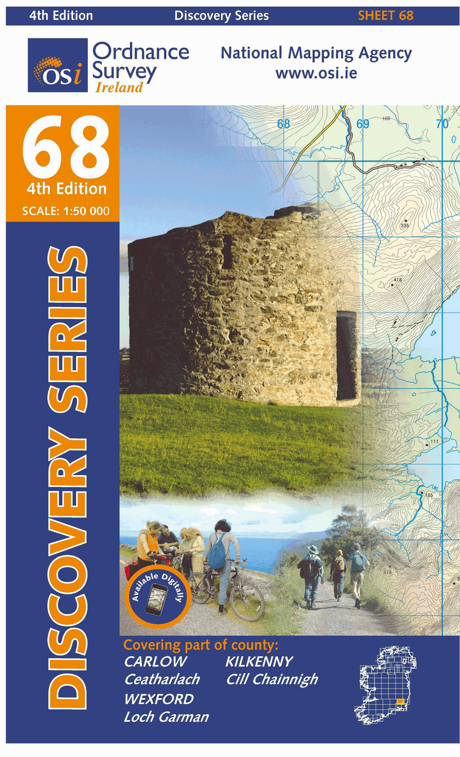 Carte de randonnée n° 68 - Carlow, Kilkenny, Wexford (Irlande) | Ordnance Survey - série Discovery carte pliée Ordnance Survey Ireland 