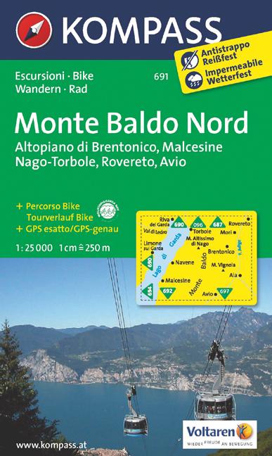 Carte de randonnée n° 691 - Monte Baldo No (Italie) | Kompass carte pliée Kompass 