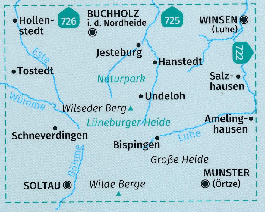Carte de randonnée n° 718 - Lüneburger Heide (Allemagne) | Kompass carte pliée Kompass 