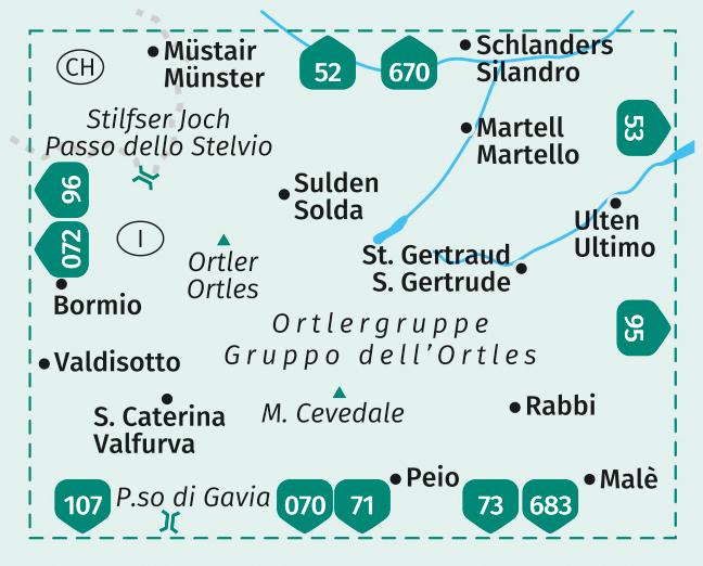 Carte de randonnée n° 72 - Ortles & Cevedale (Italie, Suisse) | Kompass carte pliée Kompass 