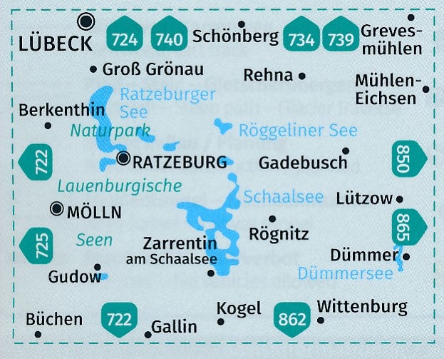 Carte de randonnée n° 721 - Lauenburgische Seen (Allemagne) | Kompass carte pliée Kompass 