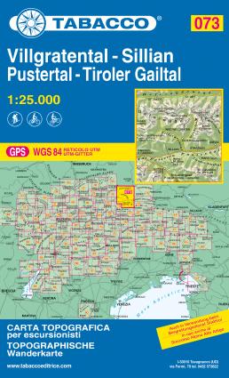 Carte de randonnée n° 73 - Villgratental, Sillian, Pustertal, Tiroler Gailtal | Tabacco carte pliée Tabacco 