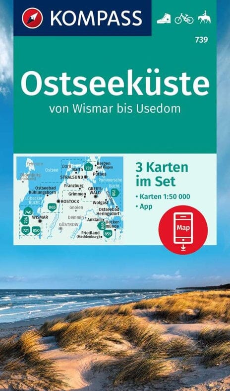 Carte de randonnée n° 739 - Mer baltique est, de Wismar à Usedom (Allemagne) | Kompass carte pliée Kompass 