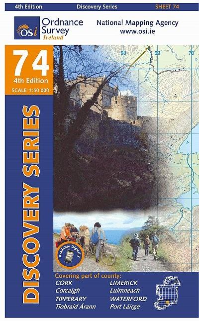 Carte de randonnée n° 74 - Cork, Limerick, Tipperary, Waterford (Irlande) | Ordnance Survey - série Discovery carte pliée Ordnance Survey Ireland 