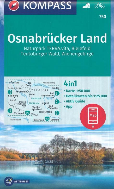 Carte de randonnée n° 750 - Osnabrücker Land, NP Terra.vita (Allemagne) | Kompass carte pliée Kompass 