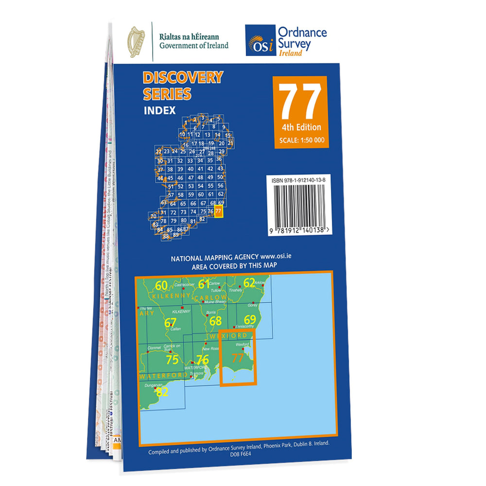 Carte de randonnée n° 77 - Wexford (Irlande) | Ordnance Survey - série Discovery carte pliée Ordnance Survey Ireland 