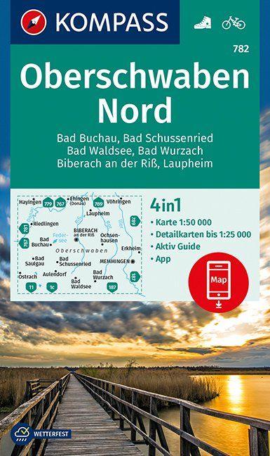 Carte de randonnée n° 782 - Oberschwaben Nord + Aktiv Guide (Allemagne) | Kompass carte pliée Kompass 
