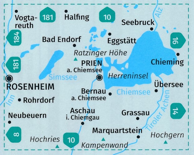 Carte de randonnée n° 792 - Chiemsee, Simssee + Aktiv Guide (Allemagne) | Kompass carte pliée Kompass 