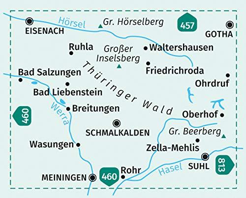Carte de randonnée n° 812 - Forêt de Thuringe West (Allemagne) | Kompass carte pliée Kompass 