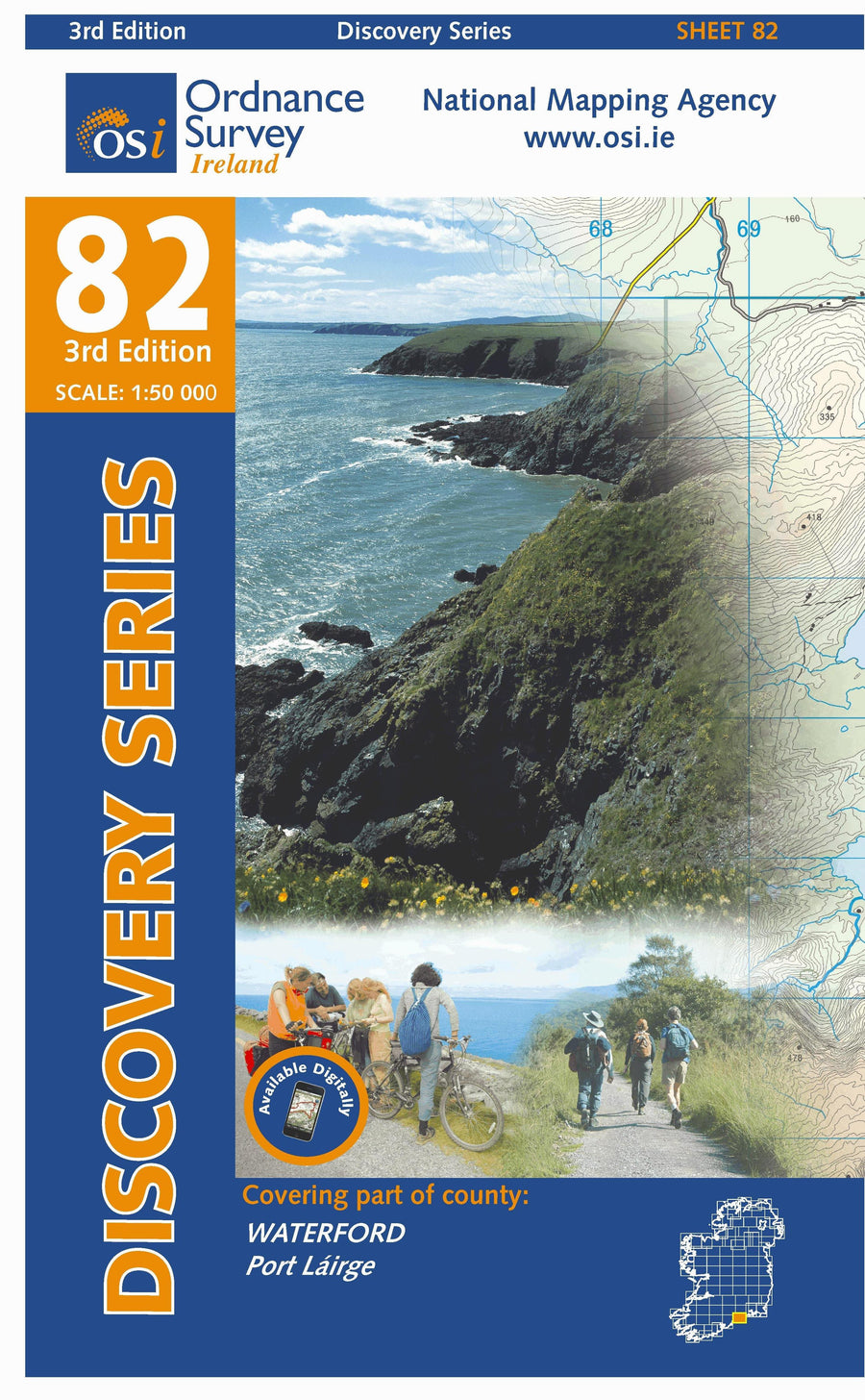 Carte de randonnée n° 82 - Waterford (Irlande) | Ordnance Survey - série Discovery carte pliée Ordnance Survey Ireland 