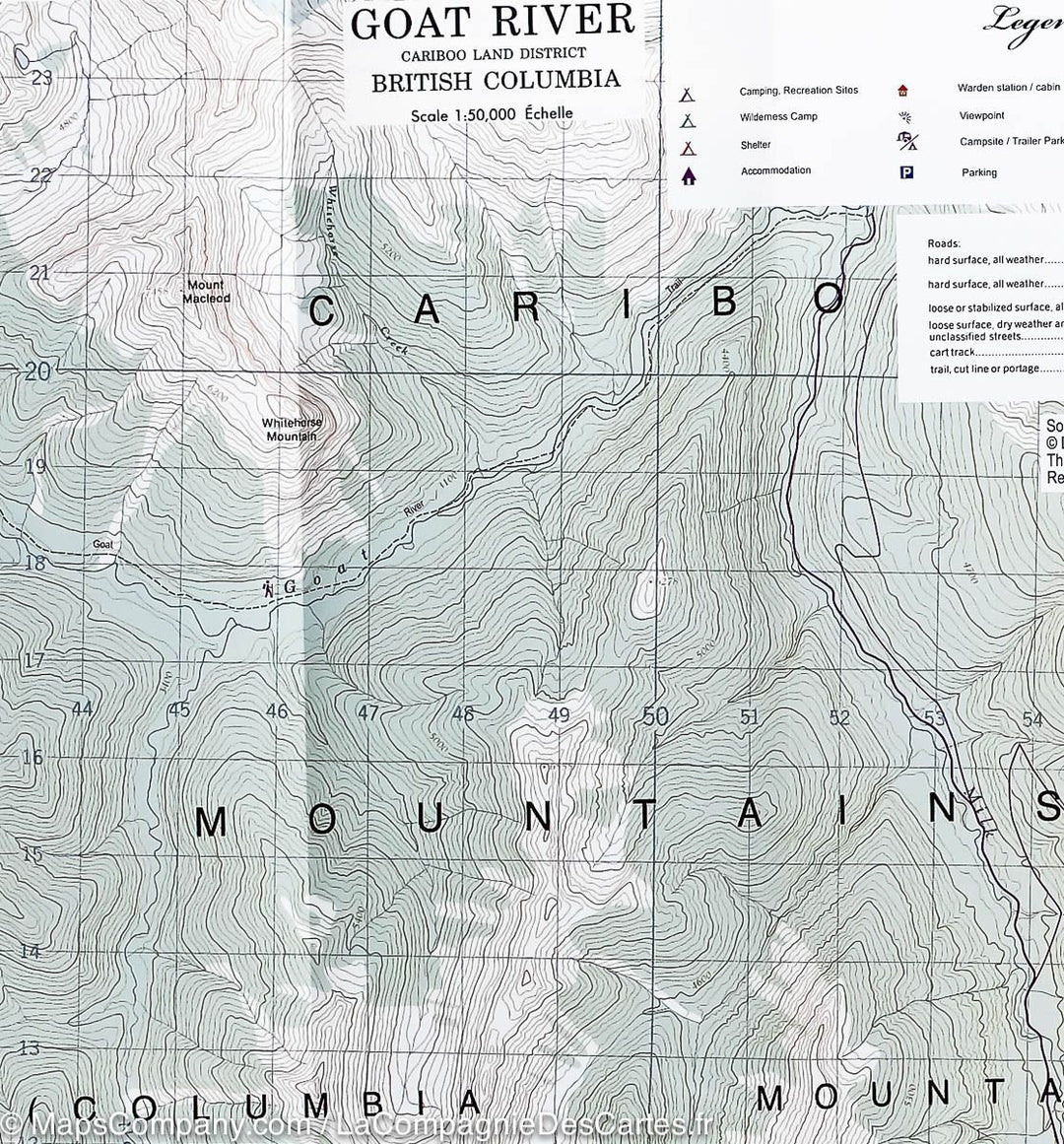 Carte de randonnée &#8211; Parc de Bowron Lakes (Colombie Britannique, Canada) | ITM - La Compagnie des Cartes