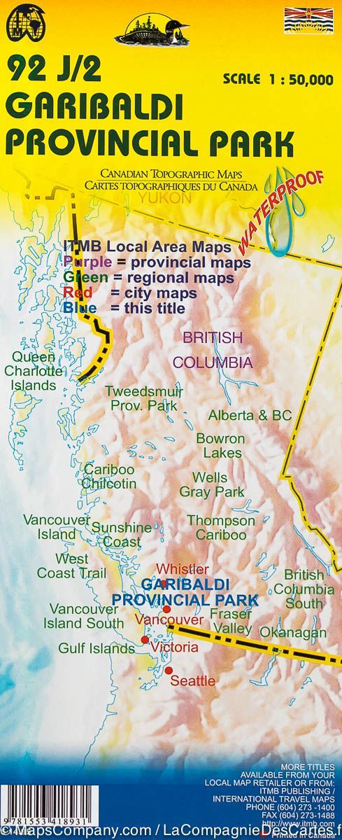 Carte de randonnée &#8211; Parc Provincial Garibaldi (Colombie Britannique) | ITM - La Compagnie des Cartes