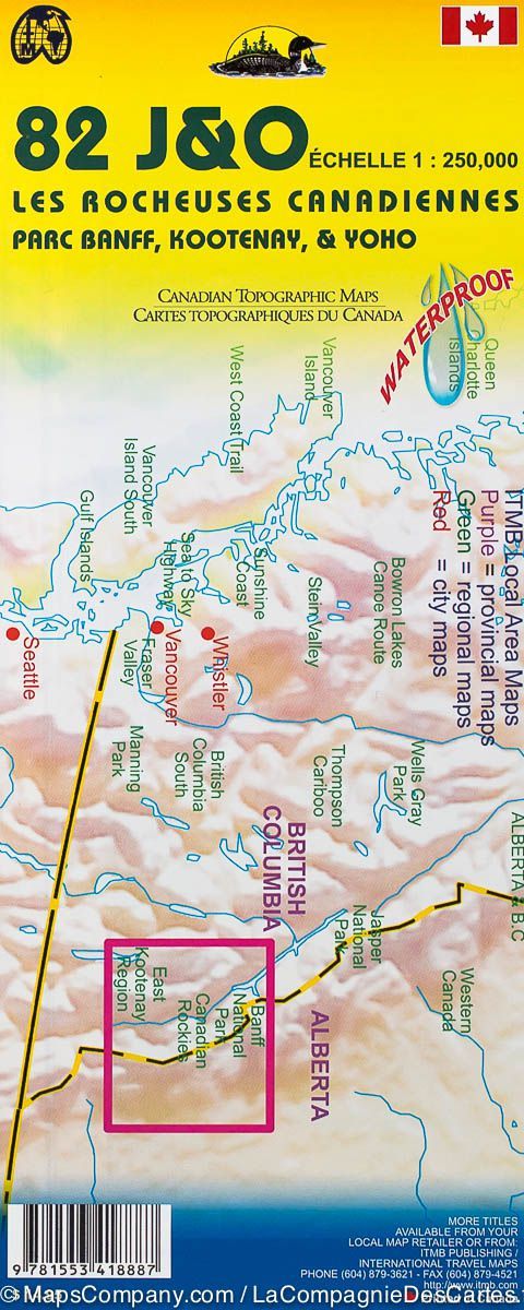 Carte de randonnée &#8211; Rocheuses Canadiennes (Banff, Kootenay, Yoho) | ITM - La Compagnie des Cartes