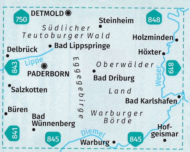 Carte de randonnée n° 844 - Südlicher Teutoburger Wald + Guide (Allemagne) | Kompass carte pliée Kompass 