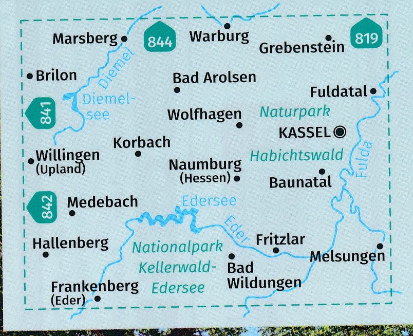 Carte de randonnée n° 845 - Kellerwald-Edersee National Park, Medebach (Allemagne) | Kompass carte pliée Kompass 