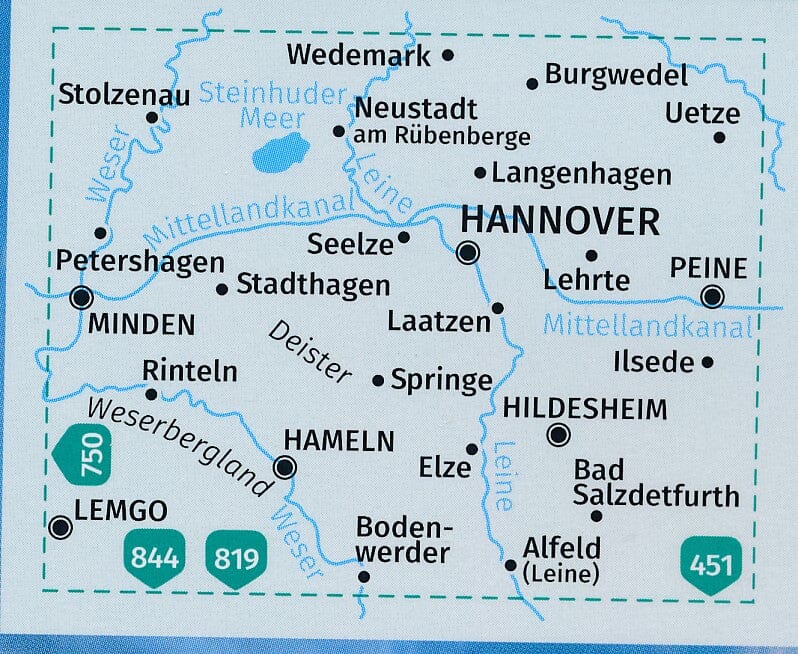 Carte de randonnée n° 848 - Hanovre & environs, lot de 2 cartes (Allemagne) | Kompass carte pliée Kompass 