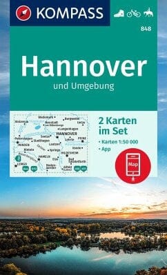 Carte de randonnée n° 848 - Hanovre & environs, lot de 2 cartes (Allemagne) | Kompass carte pliée Kompass 