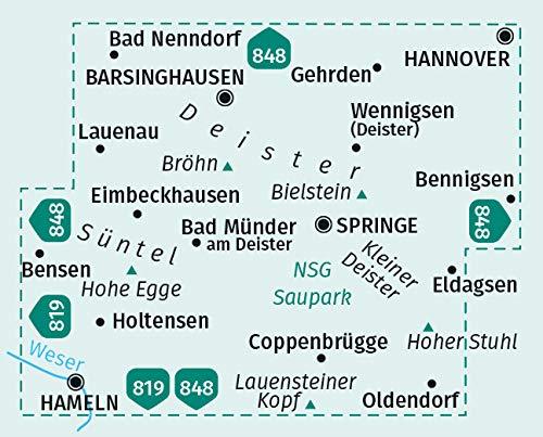 Carte de randonnée n° 864 - Deister, Süntel und Saupark (Allemagne) | Kompass carte pliée Kompass 