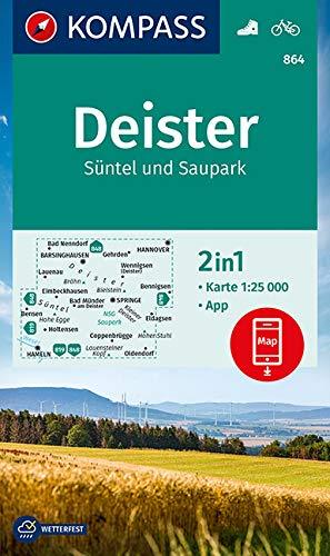 Carte de randonnée n° 864 - Deister, Süntel und Saupark (Allemagne) | Kompass carte pliée Kompass 