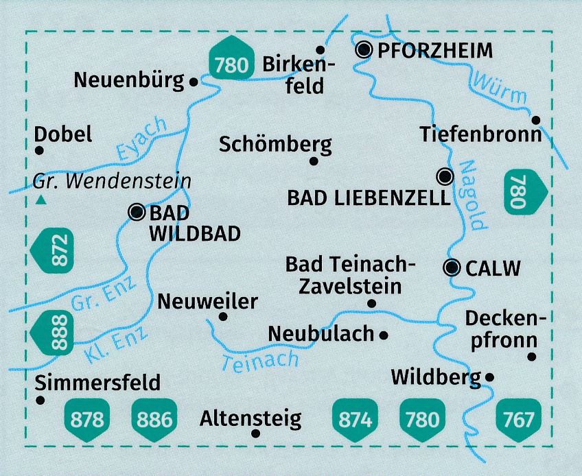 Carte de randonnée n° 873 - Bad Liebenzell, Bad Wildbad (Allemagne) | Kompass carte pliée Kompass 